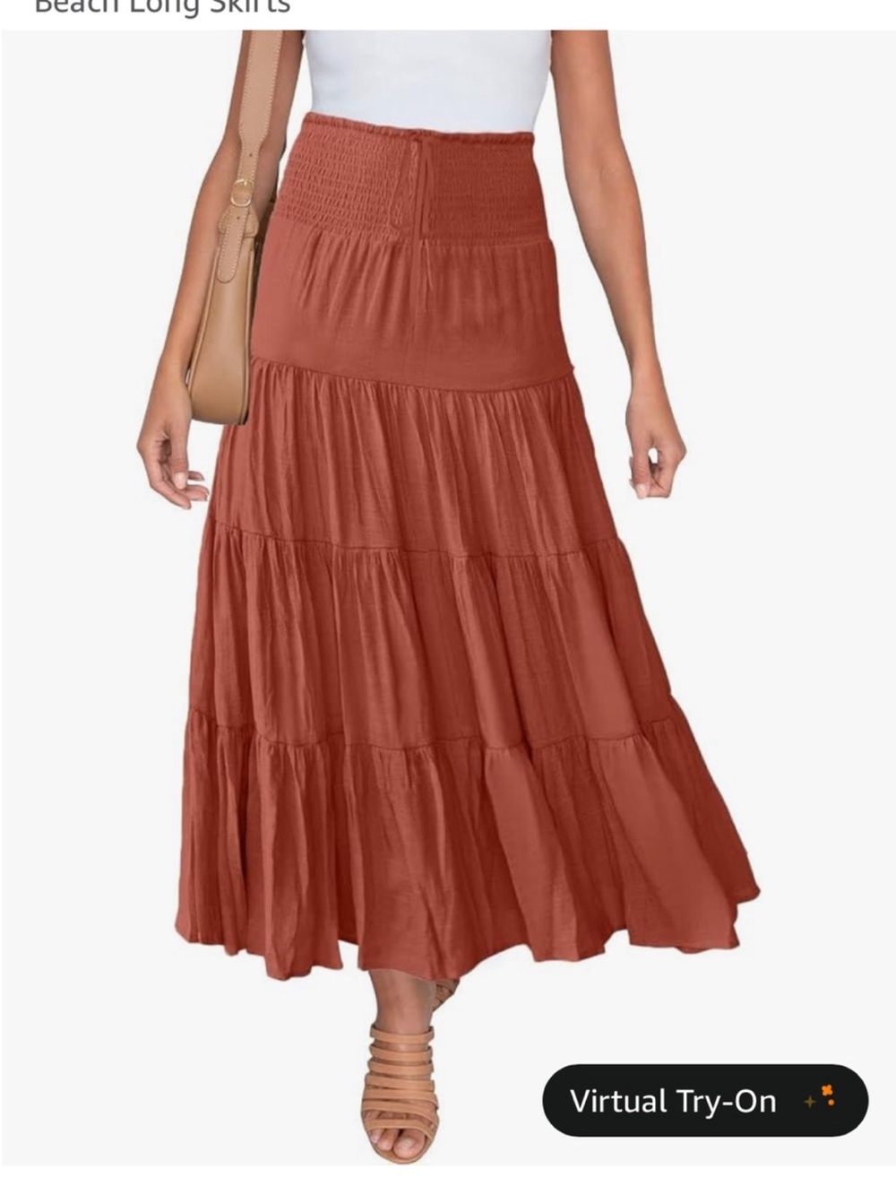 Women's Coral Tiered Maxi Skirt - Comfortable Smocked Waist